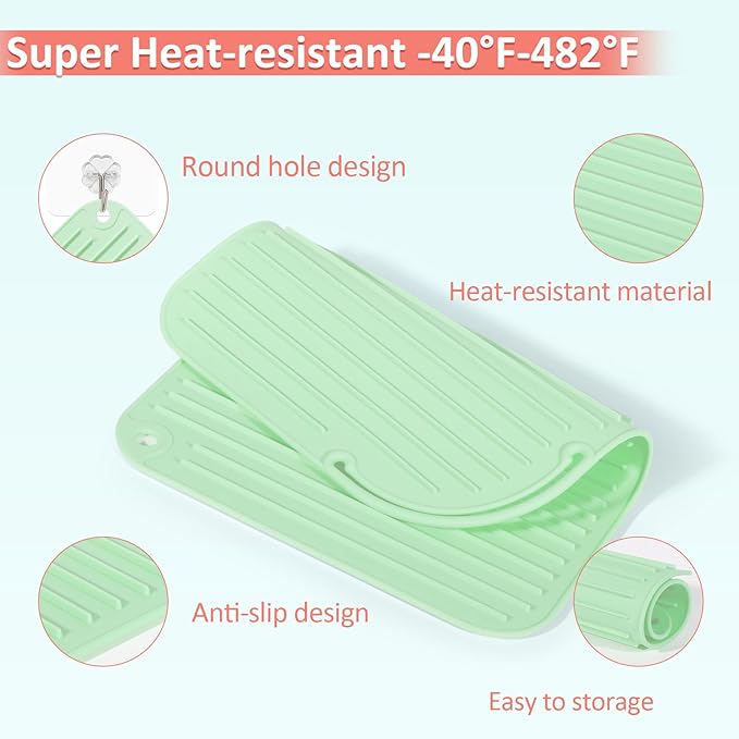 Quccefods Heat Resistant Mat Large Silicone Hot Hair Tools Holder for Curling Irons Flat Iron Hair Straightener Mat Portable Vanity Pad