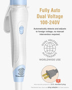 Europe Travel Curling Iron Mini: Dual Voltage Curling Iron for Traveling - Mini Travel Curling Irons 1 Inch with US Plug, Blue 390℉ for Fine/Damaged Short Hair