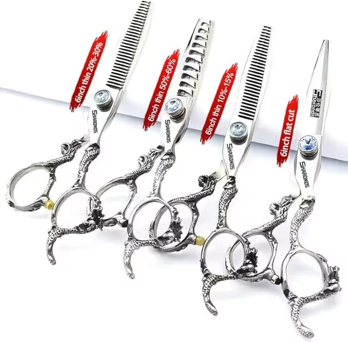6/7/8/9 Inches Professional Hairdressing Scissors Set,Stainless Steel Hairdressing Scissors for Women & Men… (6 inch 4PC)