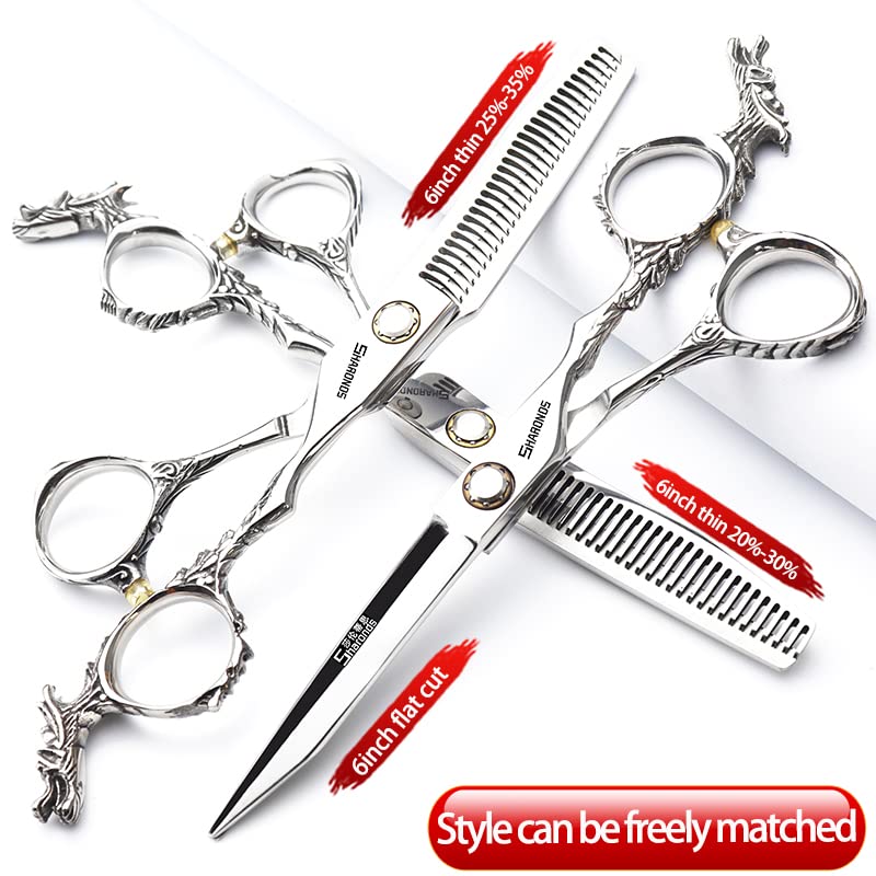 6/7-inch Professional Hairdresser Set, Stainless Steel Scissors (6 inch-3pc-A) (6 Inch-3pc-a)