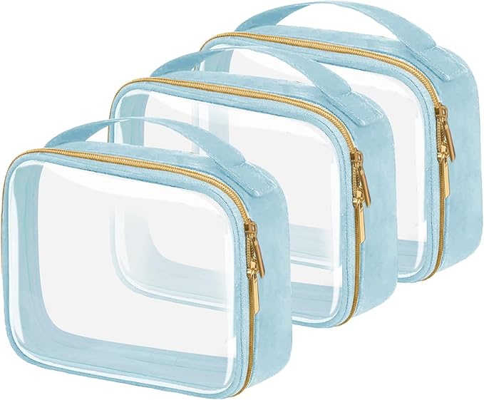 TSA Approved Travel Toiletry Bag, 3 Pack Clear Makeup Bags by FAYORORY
