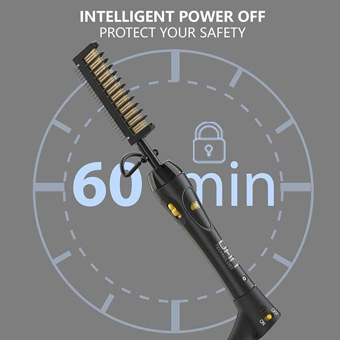 Dan Technology 500℉ hot Comb,60 Min Auto-Off Hair Straightener Comb,7 Temperatures Adjustable Ceramic hot Comb,Electric Pressing Comb for Natural Black Hair