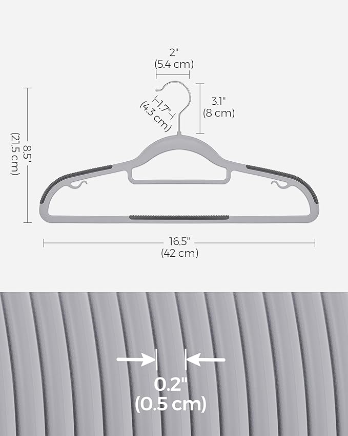 SONGMICS Pack of 60 Coat Hangers, Space-Saving Plastic Clothes Hangers - Image 6