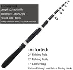 Fishing Pole Combo Set, 2.1m/6.89ft 2PCS Collapsible Rods 2PCS Spinning Reels - Image 3