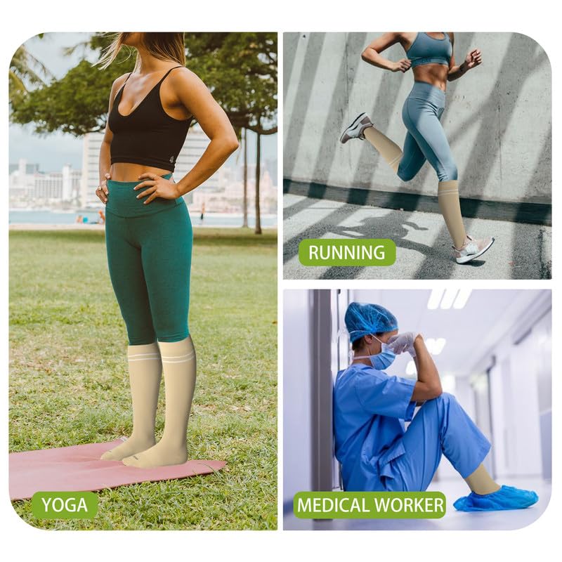 Viscose Made from Bamboo Compression Socks for Pregnant Women 20 (Large / 4 Pair-wheat)
