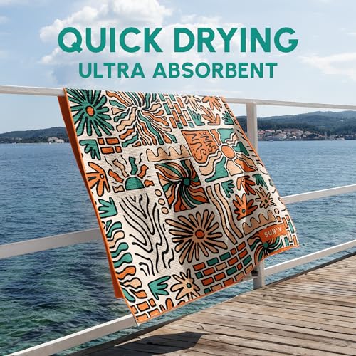 Waffle Microfiber Beach Towel (Groovy)