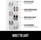 GORILLA GRIP Over the Door Shoe Organizer, 24 Large Breathable Mesh Pockets - Image 2