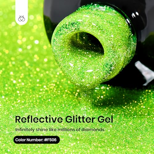 Beetles Green Glitter Gel Nail Polish (H - Flakie Green | Lime Shock)