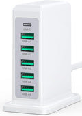 Charging Station for Multiple Devices, 45W 6 Port USB Charger Charging Block by BOVICAS