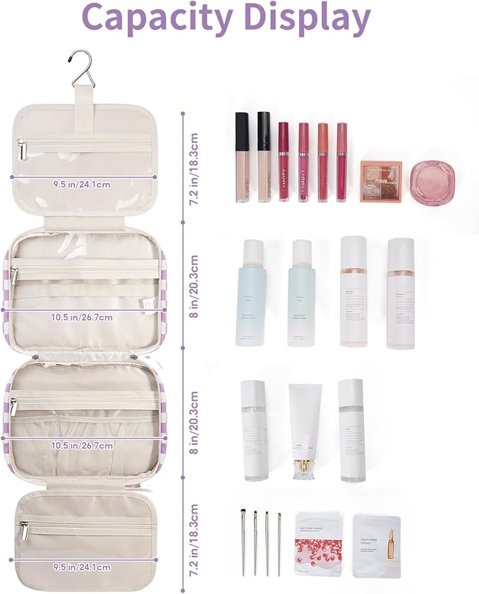 Narwey Hanging Toiletry Bag for Women Travel Makeup Bag Organizer Toiletries - Image 4