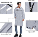 Mens Long Hooded Safety Rain Jacket Waterproof Emergency Raincoat Poncho - Image 3