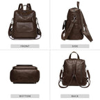 PU Leather Backpack Purse for Women Fashion Multipurpose Design Handbag Ladies - Image 3