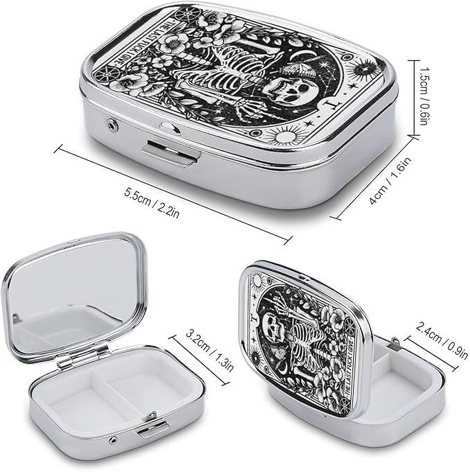 Metal 2 Compartment Pill Organizer Travel Friendly Portable Compact Pill Box - Image 2