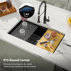 Dcolora 33 inches Granite Composite Kitchen Sink Workstation Black Undermount - Image 8