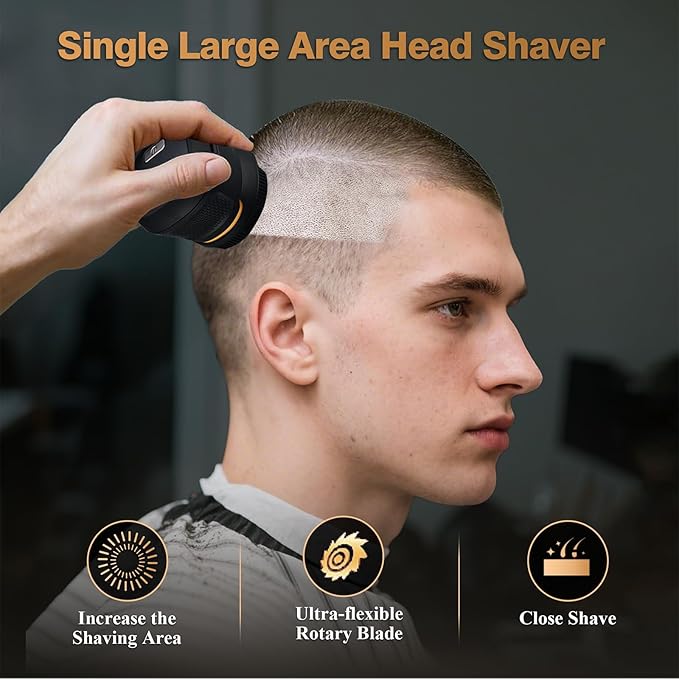 Head Shavers for Bald Men Magnetic Electric Razor Rechargeable Head and Face Shaver for Men Beard Trimmer IPX7 Waterproof Wet/Dry Bald and Skull Shavers Cordless Grooming Kit for Travel Home