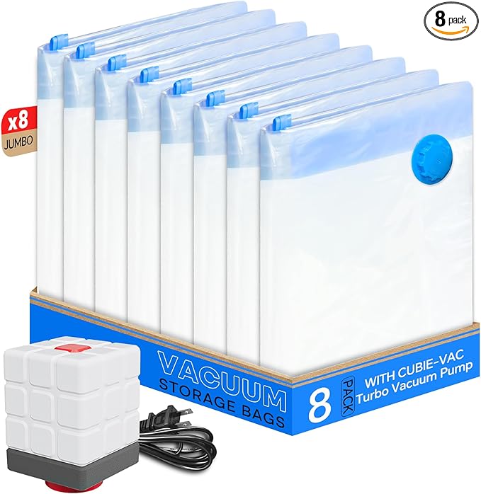 Vacuum Storage Bags for Clothing, 8 Jumbo Vacuum Seal Bags Space Saver for by Vacbird