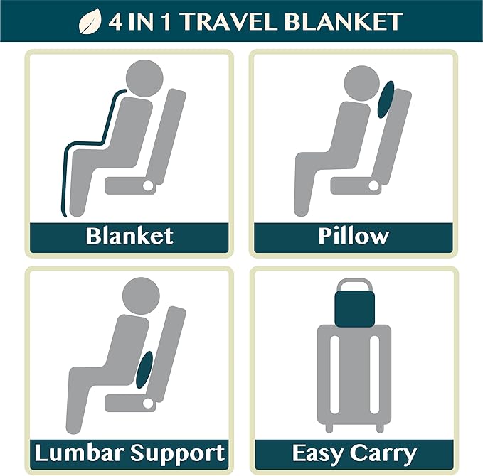 PAVILIA Travel Blanket and Pillow, Arms Opening Airplane Blankets - Image 8
