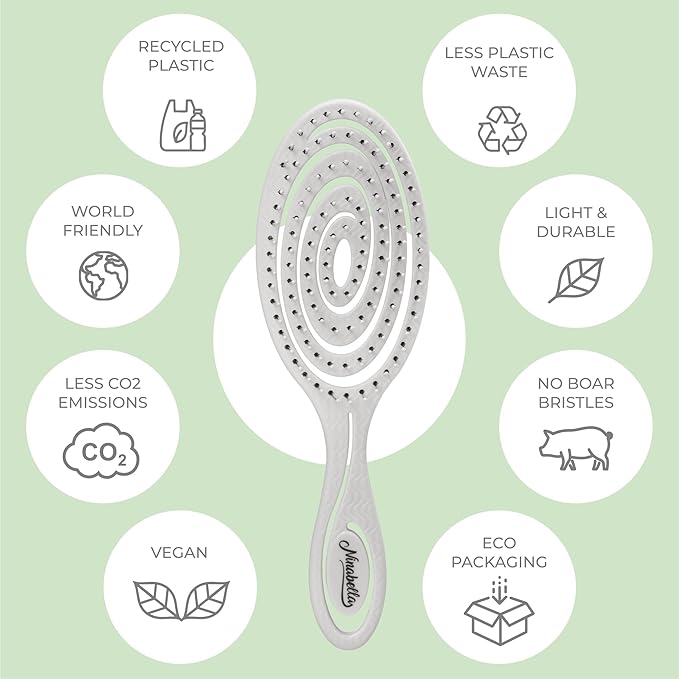 Ninabella Spiral Hairbrush - Detangle Hair Brush - For Brushing Wet or Blow Dry Hair - Detangler Vent Brush - Gray