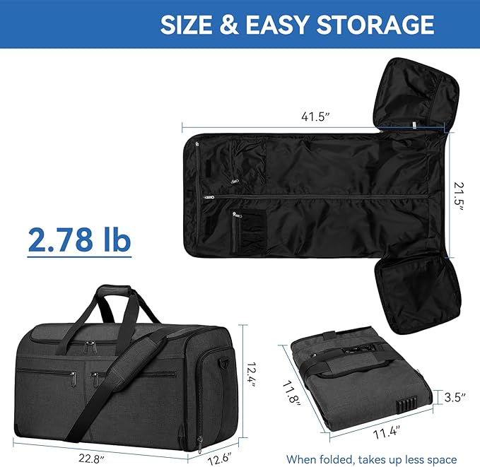 Garment Duffle Bags for Travel, Bukere Convertible Carry on Garment Duffel Bag - Image 3