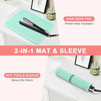 Oversize Silicone Heat Resistant Mat, Professional Hot Hair Tools Mat for Curling Iron, Flat Iron, Hair Straightener, Portable Hot Pad Cover with Velcro for Travel Home Salon(14.2" x 11.0")