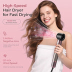 7-in-1 Hair Dryer Brush Blow Dryer, Hot Air Brush Styler with Travel Bag– Fast Drying, Curling, Straightening & Volumizing – 1500W High-Speed Motor 110,000 RPM – All Hair Types – Pink