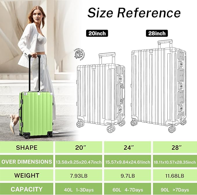 Krute Luggage 28 Inch Aluminum Frame Luggages TSA Lock No Zipper Checked - Image 2