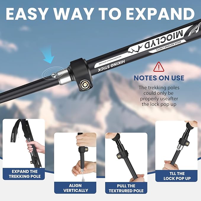 Collapsible Hiking Poles, 7075 Aluminum Trekking Poles, Walking Sticks - Image 5