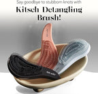 Kitsch Detangler Brush – Gentle Curly Hair Brush with Flexible Bristles for All Hair Types - Wet or Dry | Detangling Hair Brushes for Women & Men, Hairbrush for Adults & Kids - Black