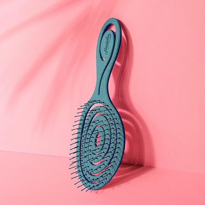 Ninabella Detangling Hair Brush for Women & Men - Does not Pull - Straightening Brushes for Straight & Curly Hair - Unique Spiral Hairbrush - Teal