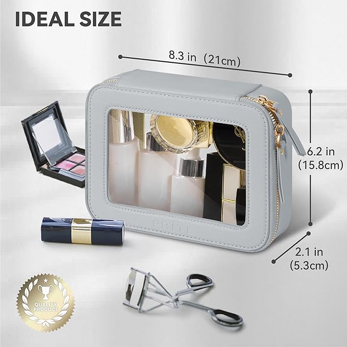 Prite Clear Makeup Bag Cosmetic Organizer Case Waterproof Travel Toiletry Bag - Image 3