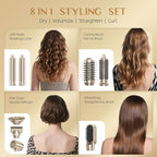 DORISILK 8 in 1 Hair Styler & Hair Dryer Brush Blow Dryer, 110,000 RPM High-Speed Hot Brush Styler Auto Wrap Curlers, Frizz-Free Ionic for Straightening Curling Volumizing Fast Drying, Champagne Gold