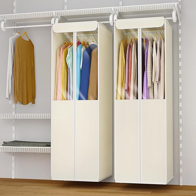 Univivi Garment Bags for Hanging Clothes, 2 Pack Large Clothes Storage Bags - Image 6