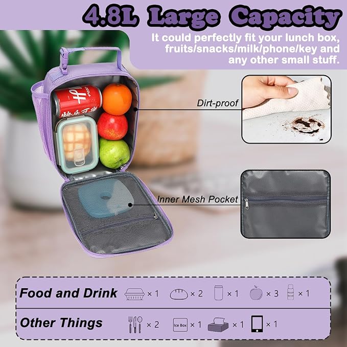 FlowFly Lunch box Insulated Soft Bag Mini Cooler Back to School Thermal Meal - Image 6