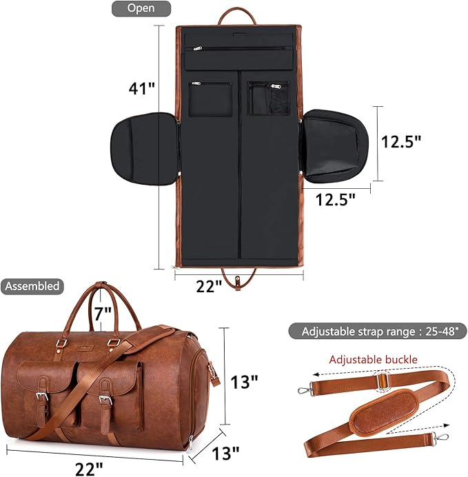 Garment Bag for Travel, Convertible Carry on Garment Duffel Bag for Men 3Pcs - Image 7
