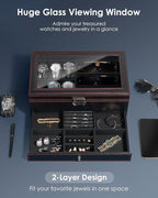Watch Jewelry Box Organizer, 6-Slot 2-Layer Watch Case and Sunglasses Storage - Image 2