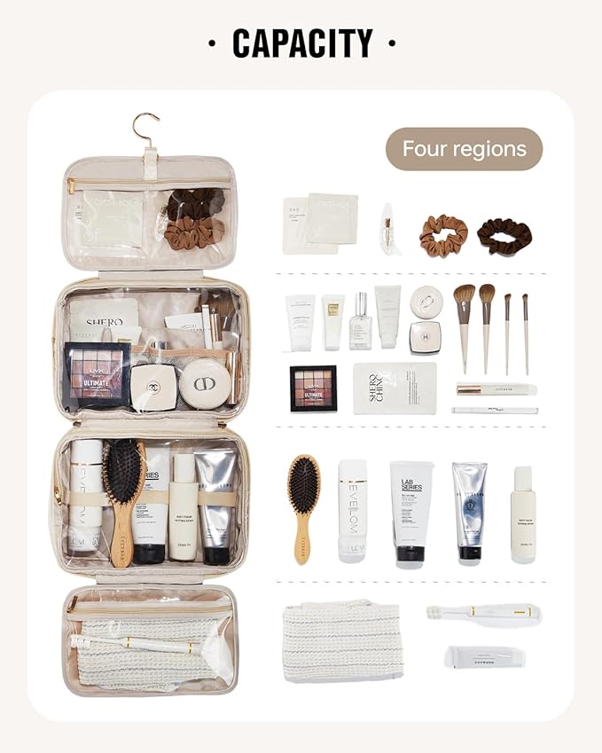 EACHY Travel Toiletry Bag with Hanging Hook, Portable Makeup Cosmetic Bags - Image 5