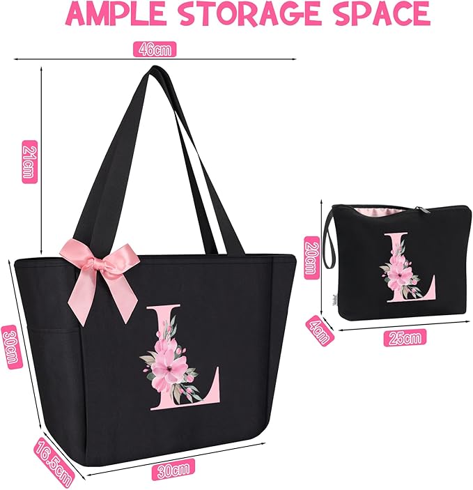 Vavabox Tote Bag, A-Z Initial Monogrammed Waterproof Tote Bag, Bridesmaid Gifts - Image 3