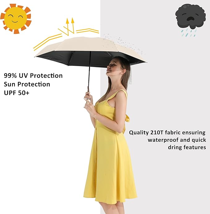 BAODINI Small UV Protection Travel Umbrella Compact - Image 2