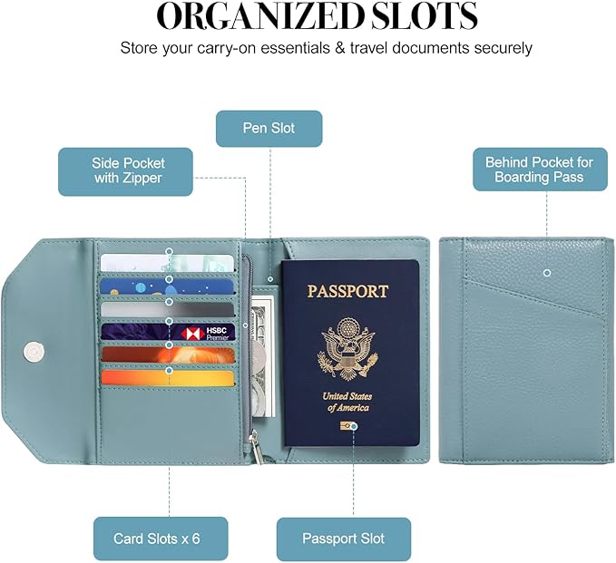 Leather Passport Holder for Travel, Passport Book Holder, Rfid Blocking Travel - Image 6