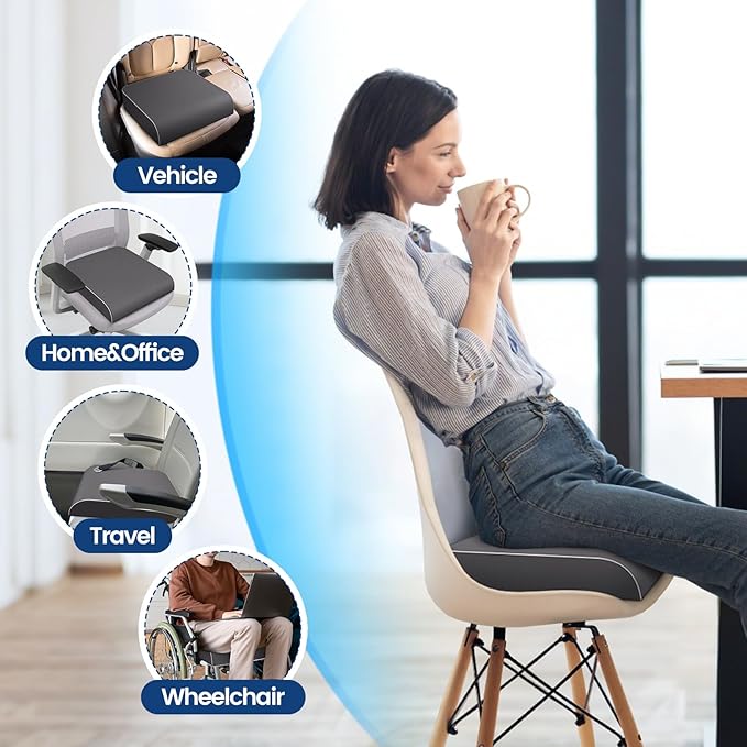 Seat Cushion for Tailbone Pain Relief, Office Chair Cushion, Memory Foam Large - Image 4