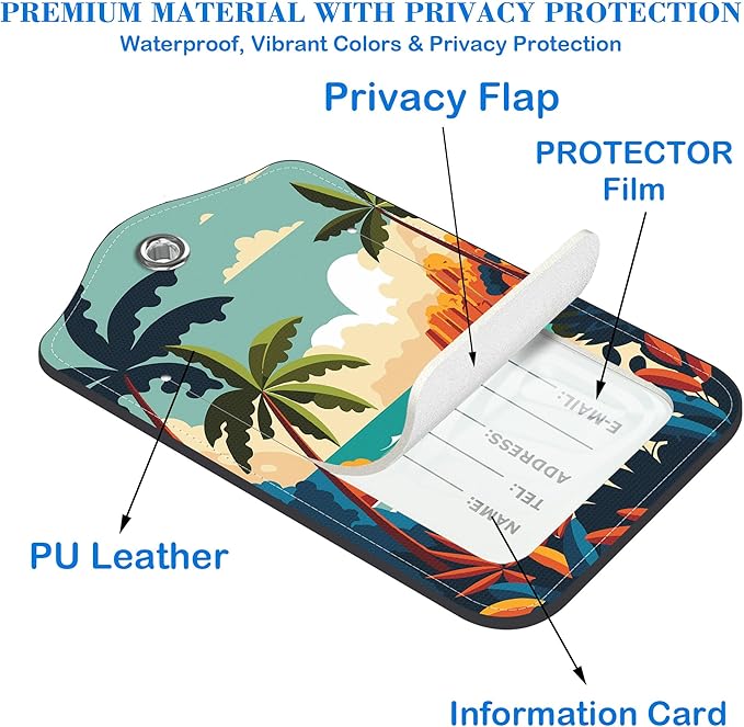 Tropical Beach at Sunset Luggage Tags - Image 3