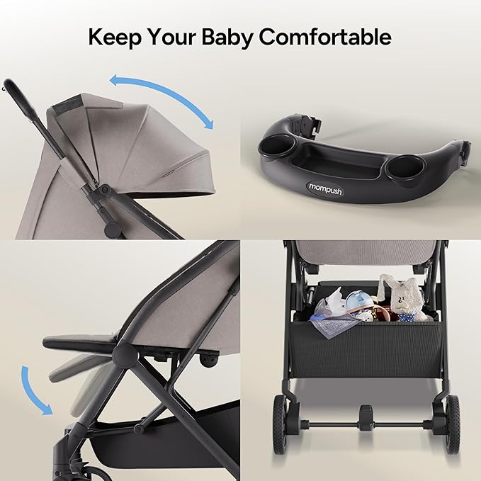 Mompush Lithe V2 Lightweight Travel Stroller, Compact Foldable Baby Stroller - Image 8