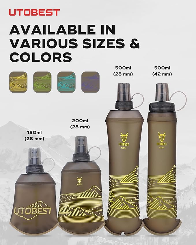 UTOBEST 500ml Soft Flask, 2 Pack Flexible TPU Hydration Water Bottle, - Image 4
