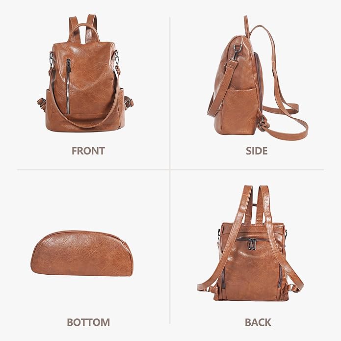 Women Backpack Purse PU Leather Anti-theft Casual Shoulder Bag Fashion Ladies - Image 7