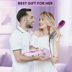 Longyu 3 in 1 Hair Dryer Brush Straightener 1200W Negative Ionic Hot Air Brush One Step Blow Dryer and Styler for Straightening Drying Smoothing (Gray)