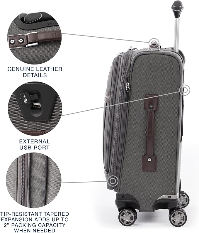 Travelpro Platinum Elite Softside Expandable Carry on Luggage, 8 Wheel Spinner - Image 4