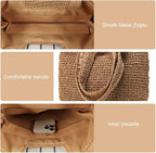 Straw Beach Bags for Women Woven Beach Tote Bag Casual Boho Large Shoulder - Image 6