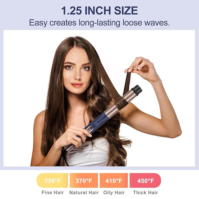Hair Straightener and Curler, PARWIN PRO BEAUTY 1'' Flat Iron, 1.25'' Curling Iron Hair Straightener Brush with Detachable Power Cord, LED Temp Control Instant Heat Up for Gift Travel, Prussian Blue