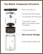 ZENS Modern Glass Infuser Teapot, One Touch Tea Maker - Image 6