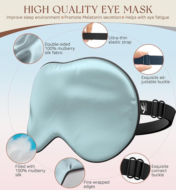 HiRui Silk Sleep Mask, 100% Natural Mulberry Silk of Double-Sided & - Image 4